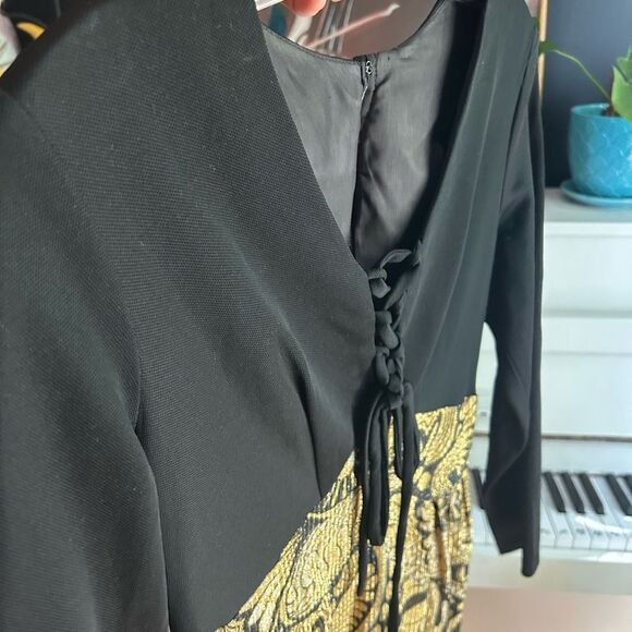 Nu-Mode Vintage 70’s Black and Gold Long Sleeve Dress Small - Picture 6 of 16